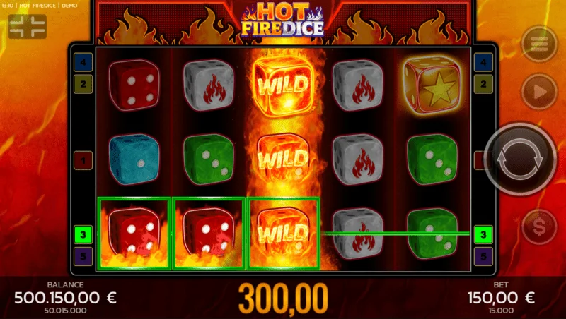 Hot Fire Dice - stor gevinst gjennom Random Wilds